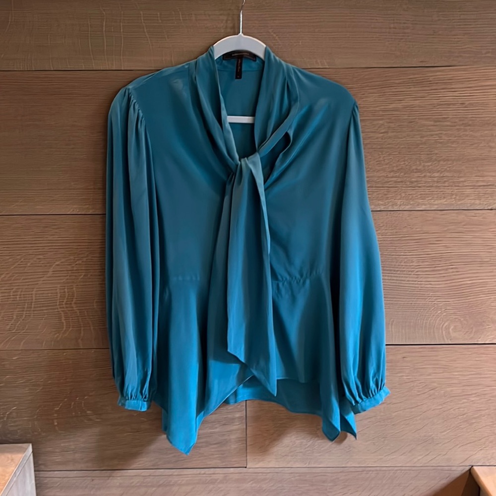 BCBG MAXAZRIA Silk Bow Blouse
